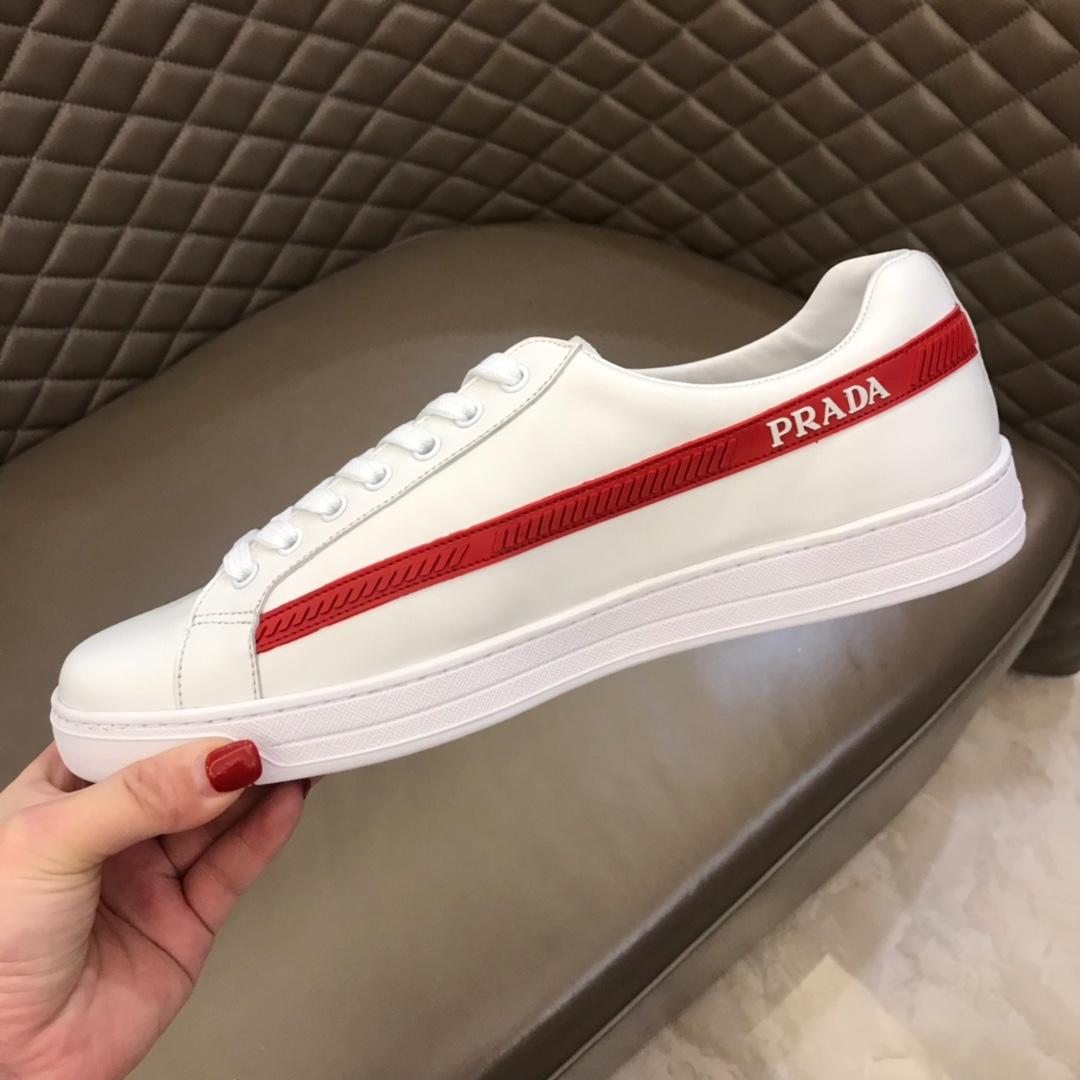 Prada Fashion Sneakers White and red Prada striped print with white sole MS02947