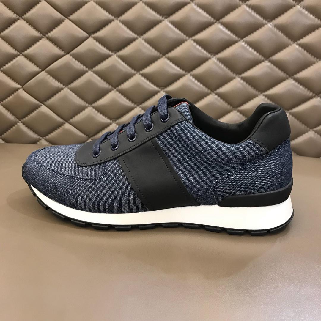 Prada Fashion Sneakers Blue and black leather details with white sole MS02968