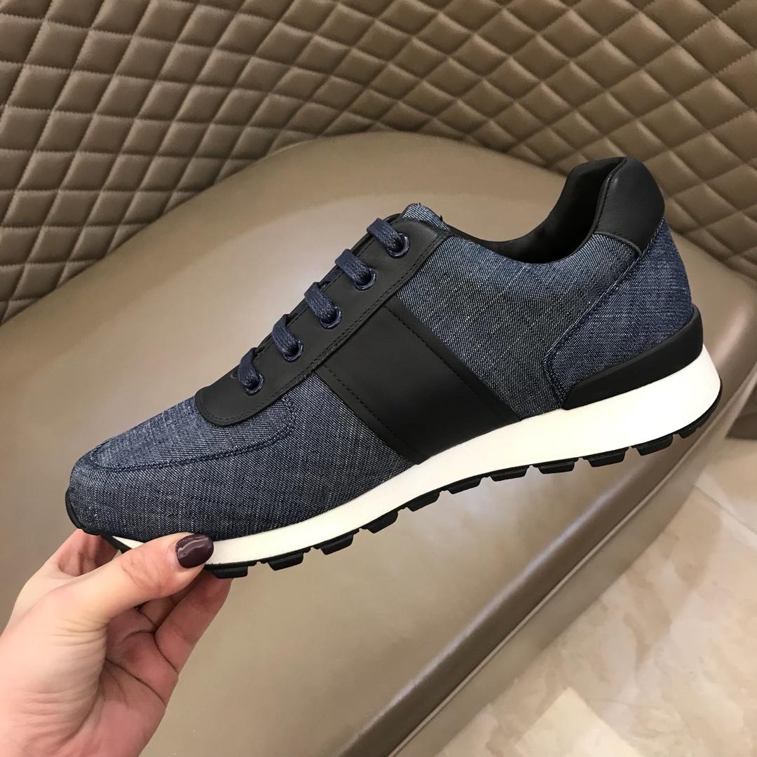 Prada Fashion Sneakers Blue and black leather details with white sole MS02968