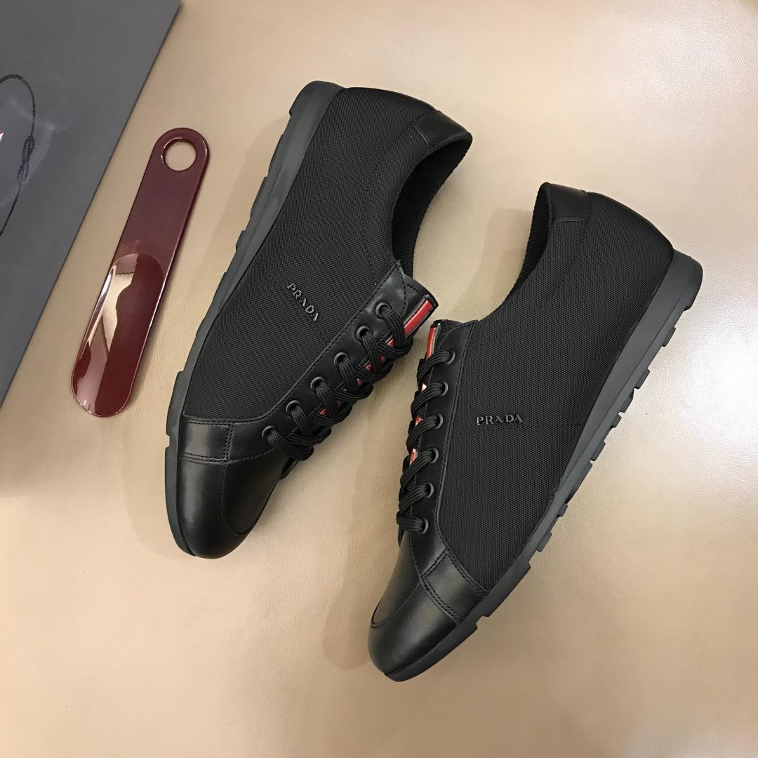 Prada Fashion Sneakers Black nylon and black leather toe with black sole MS02954