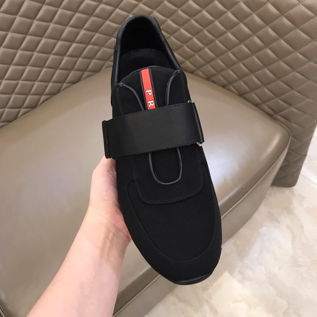 Prada Fashion Sneakers Black nylon and black leather straps with black sole MS02927