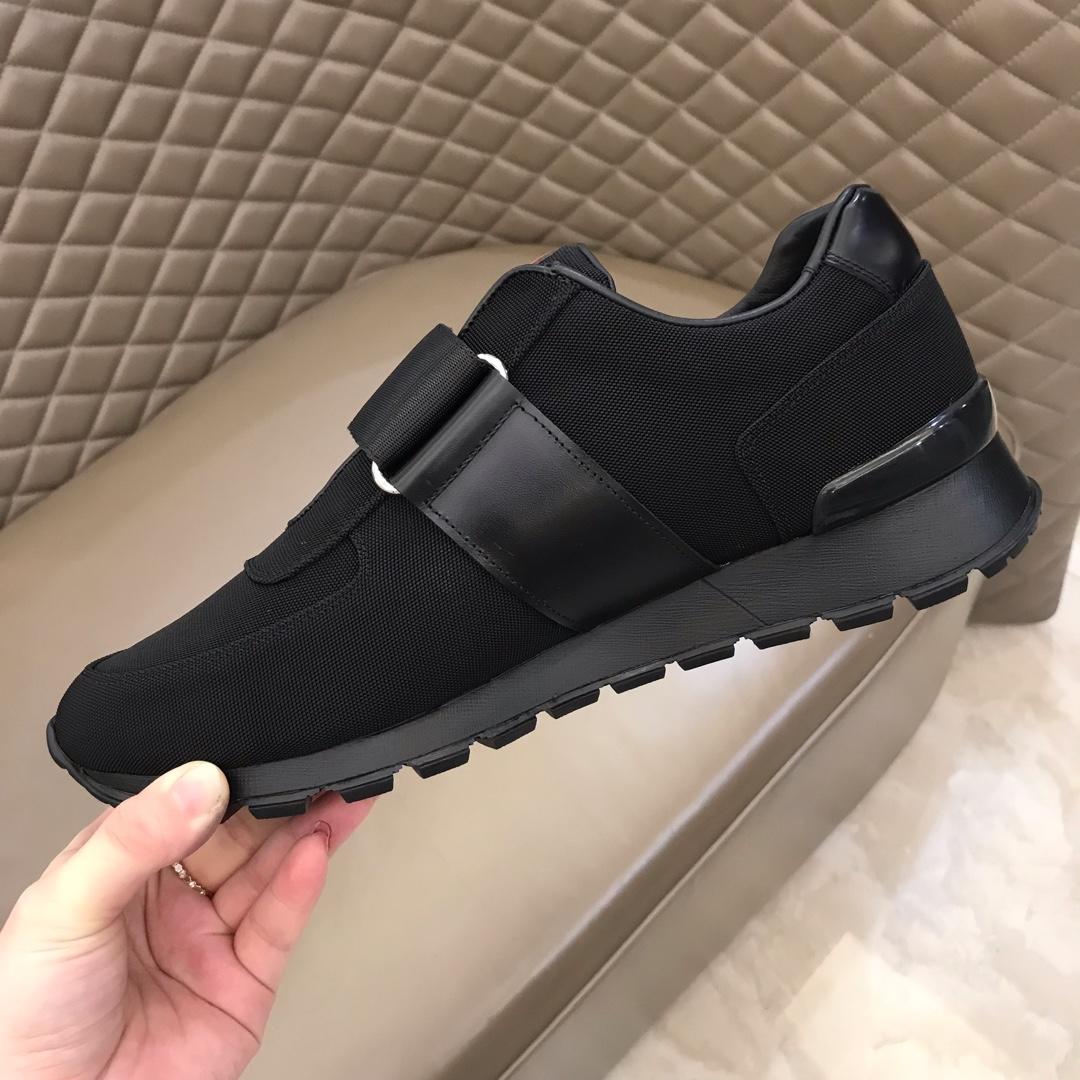 Prada Fashion Sneakers Black nylon and black leather straps with black sole MS02927