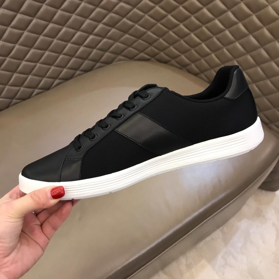 Prada Fashion Sneakers Black nylon and black leather details with white sole MS02957