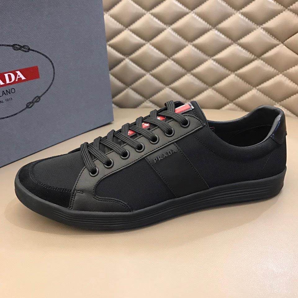 Prada Fashion Sneakers Black nylon and black leather details with black sole MS02946