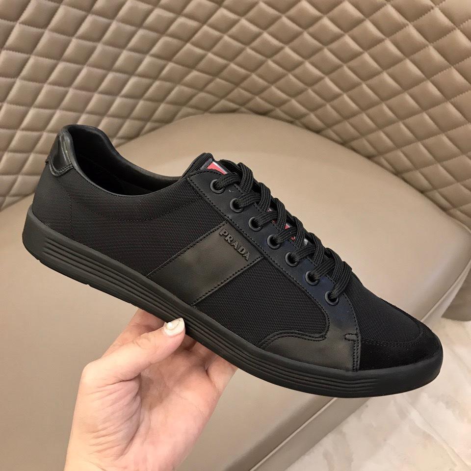 Prada Fashion Sneakers Black nylon and black leather details with black sole MS02946