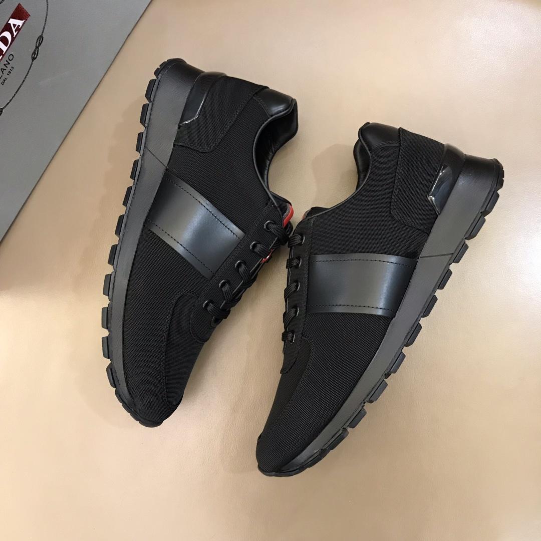 Prada Fashion Sneakers Black nylon and black leather details with black sole MS02920