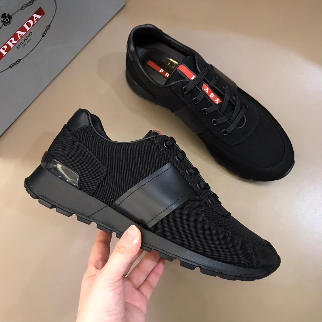 Prada Fashion Sneakers Black nylon and black leather details with black sole MS02920