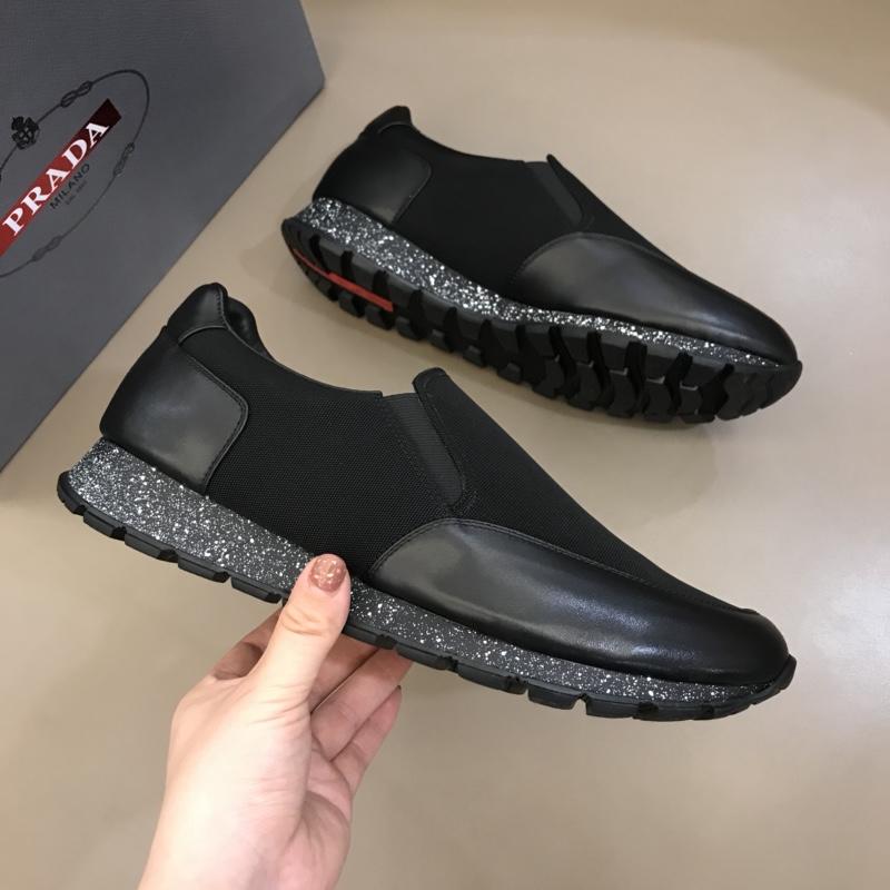 Prada Fashion Sneakers Black Ninon and Black Leather Details with Black Sole MS02936