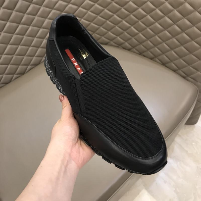 Prada Fashion Sneakers Black Ninon and Black Leather Details with Black Sole MS02936