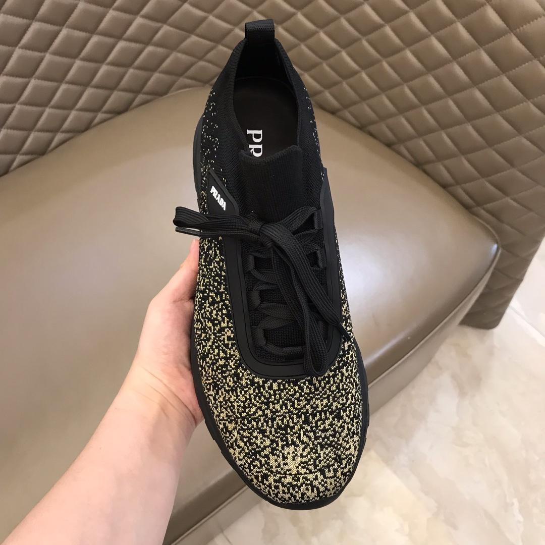 Prada Fashion Sneakers Black and yellow print with black sole MS02923