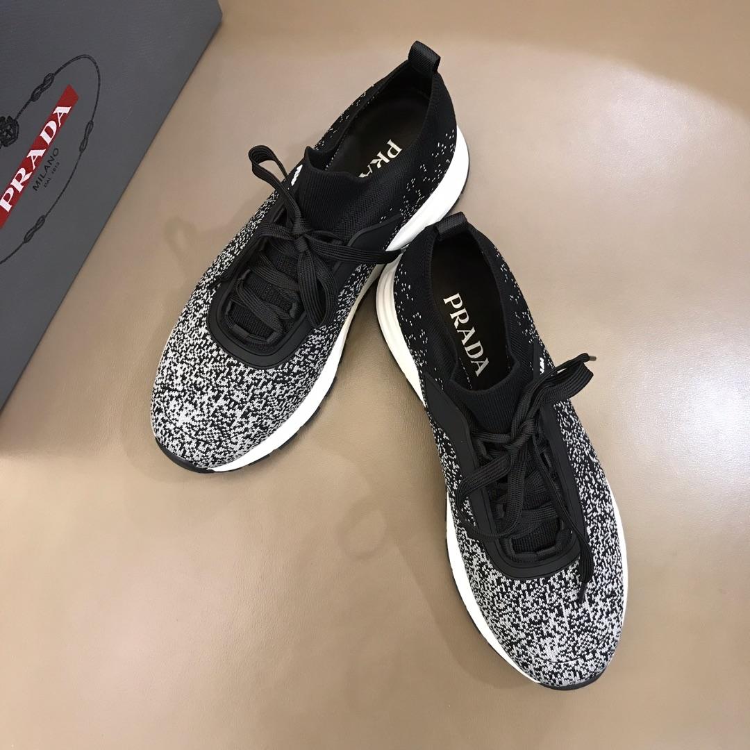 Prada Fashion Sneakers Black and white print with white sole MS02924