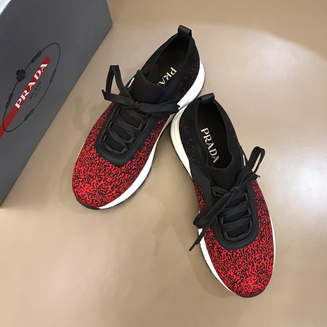 Prada Fashion Sneakers Black and red print with white sole MS02925