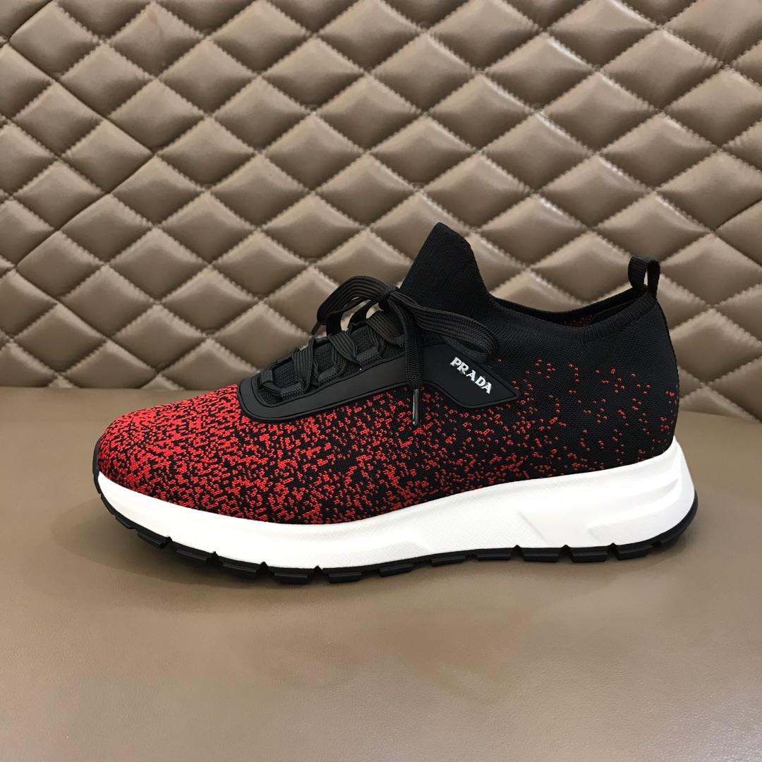 Prada Fashion Sneakers Black and red print with white sole MS02925