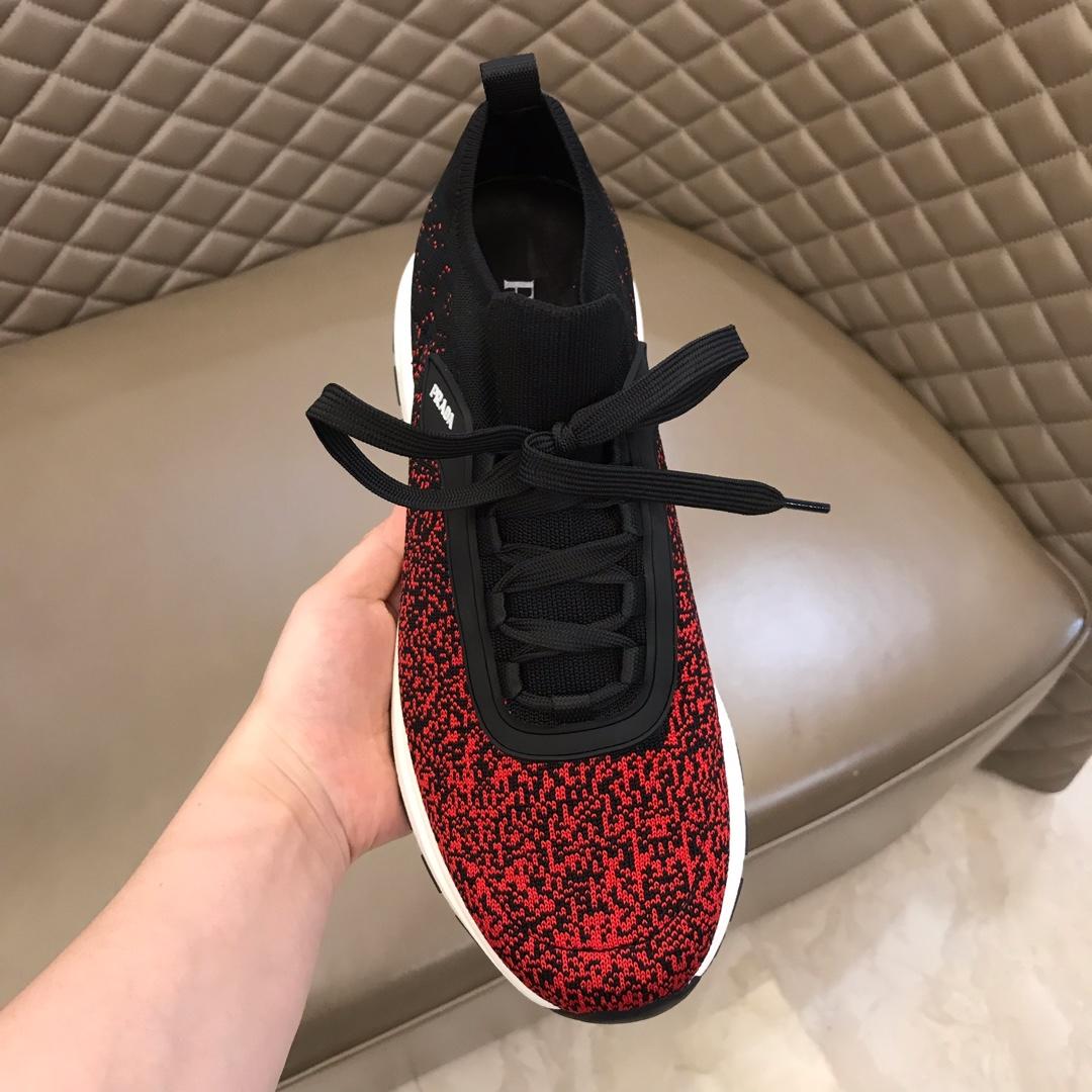 Prada Fashion Sneakers Black and red print with white sole MS02925