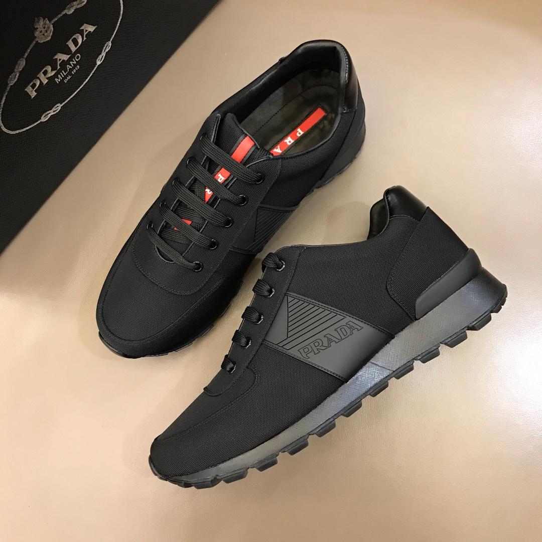 Prada Fashion Sneakers Black and Prada patches with black sole MS02963