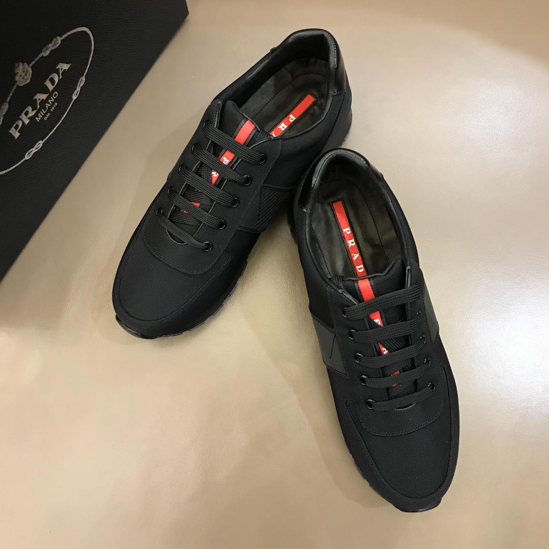 Prada Fashion Sneakers Black and Prada patches with black sole MS02963