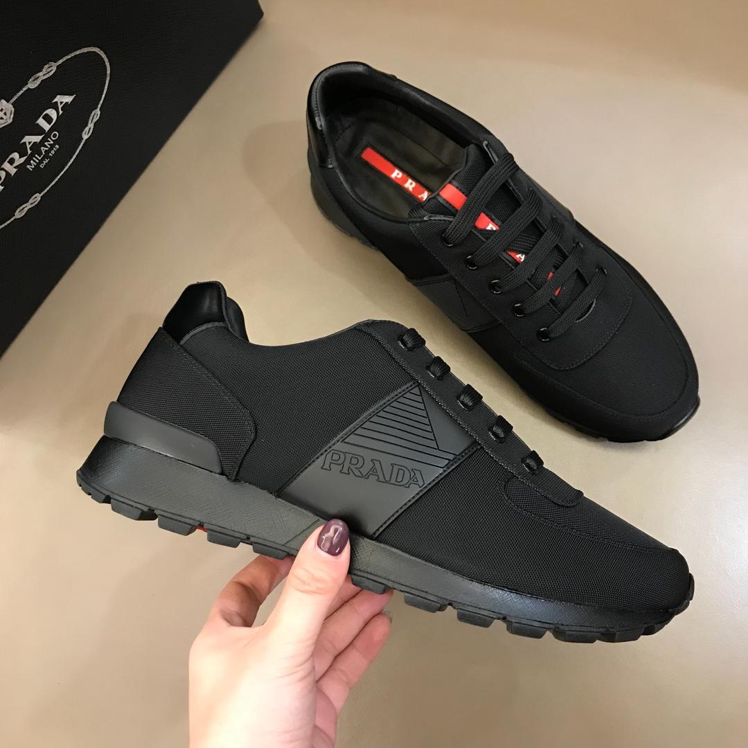 Prada Fashion Sneakers Black and Prada patches with black sole MS02963