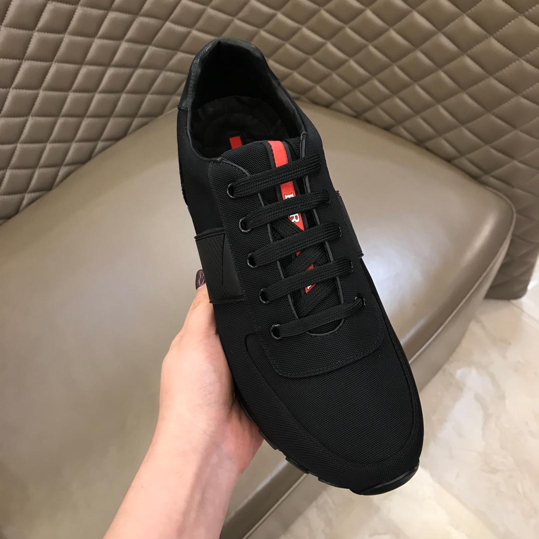 Prada Fashion Sneakers Black and Prada patches with black sole MS02963