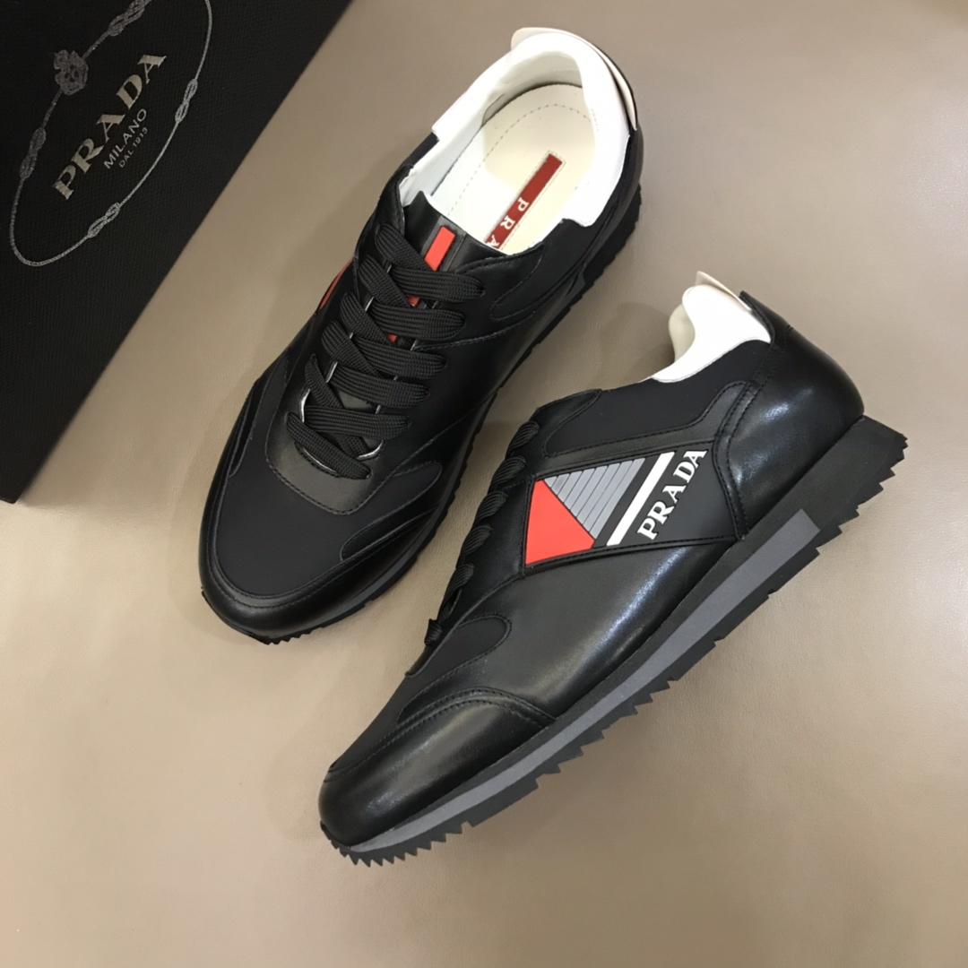 Prada Fashion Sneakers Black and Prada patches with black sole MS02962