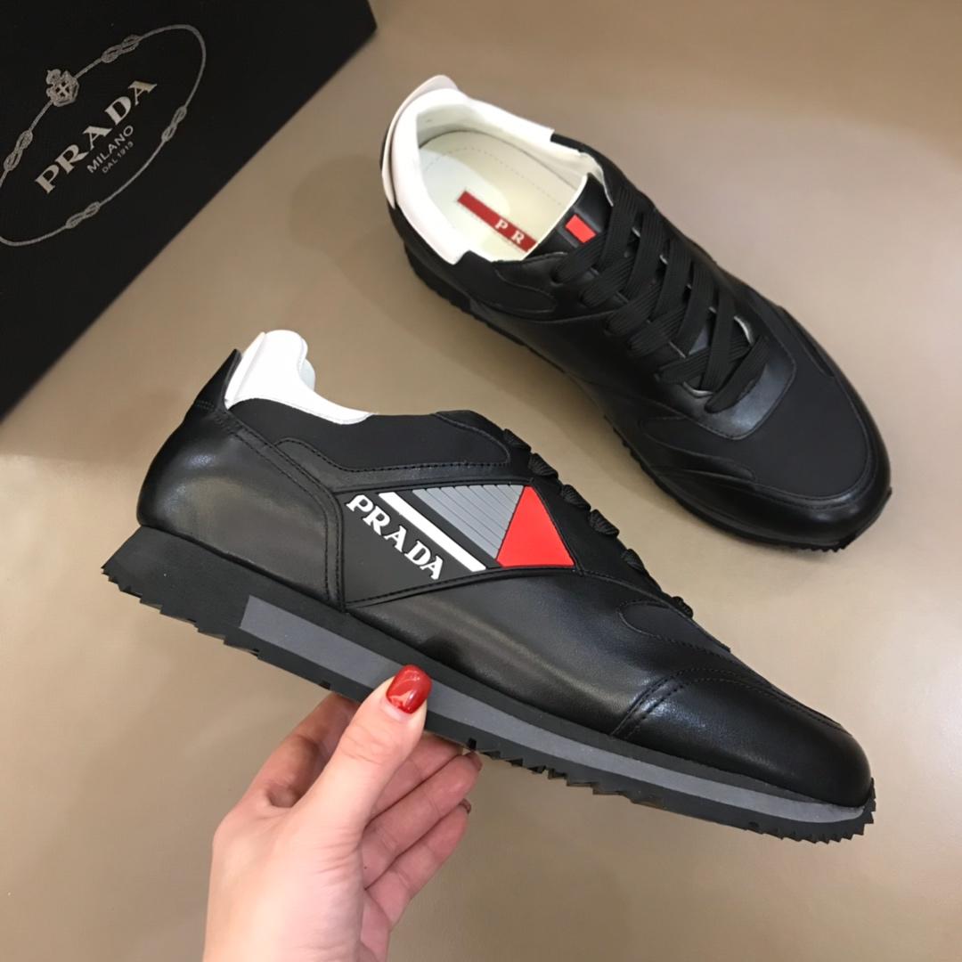 Prada Fashion Sneakers Black and Prada patches with black sole MS02962