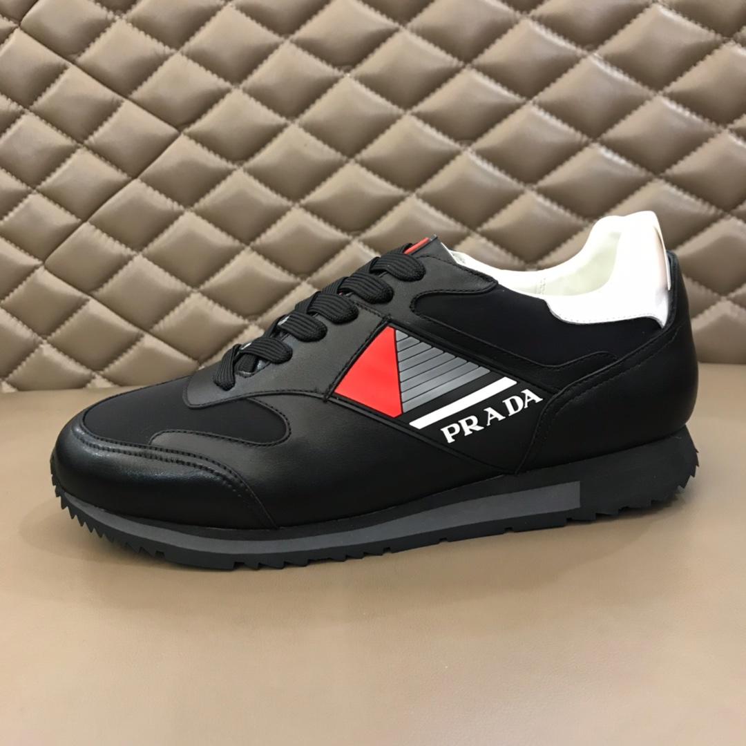 Prada Fashion Sneakers Black and Prada patches with black sole MS02962