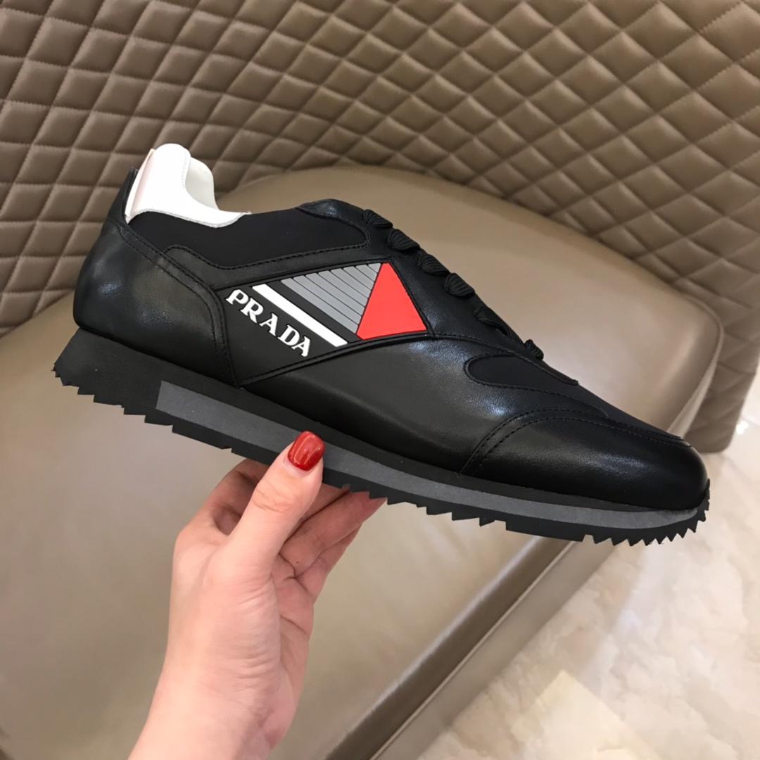 Prada Fashion Sneakers Black and Prada patches with black sole MS02962