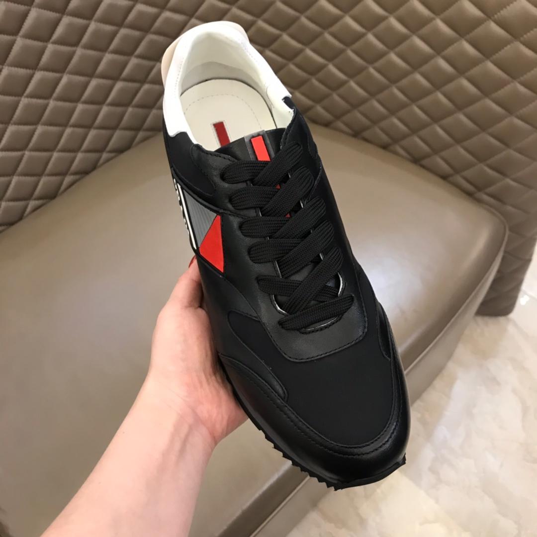 Prada Fashion Sneakers Black and Prada patches with black sole MS02962