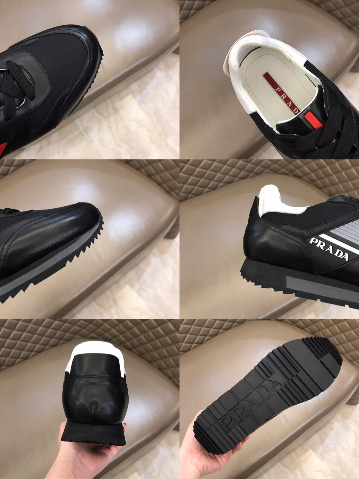 Prada Fashion Sneakers Black and Prada patches with black sole MS02962