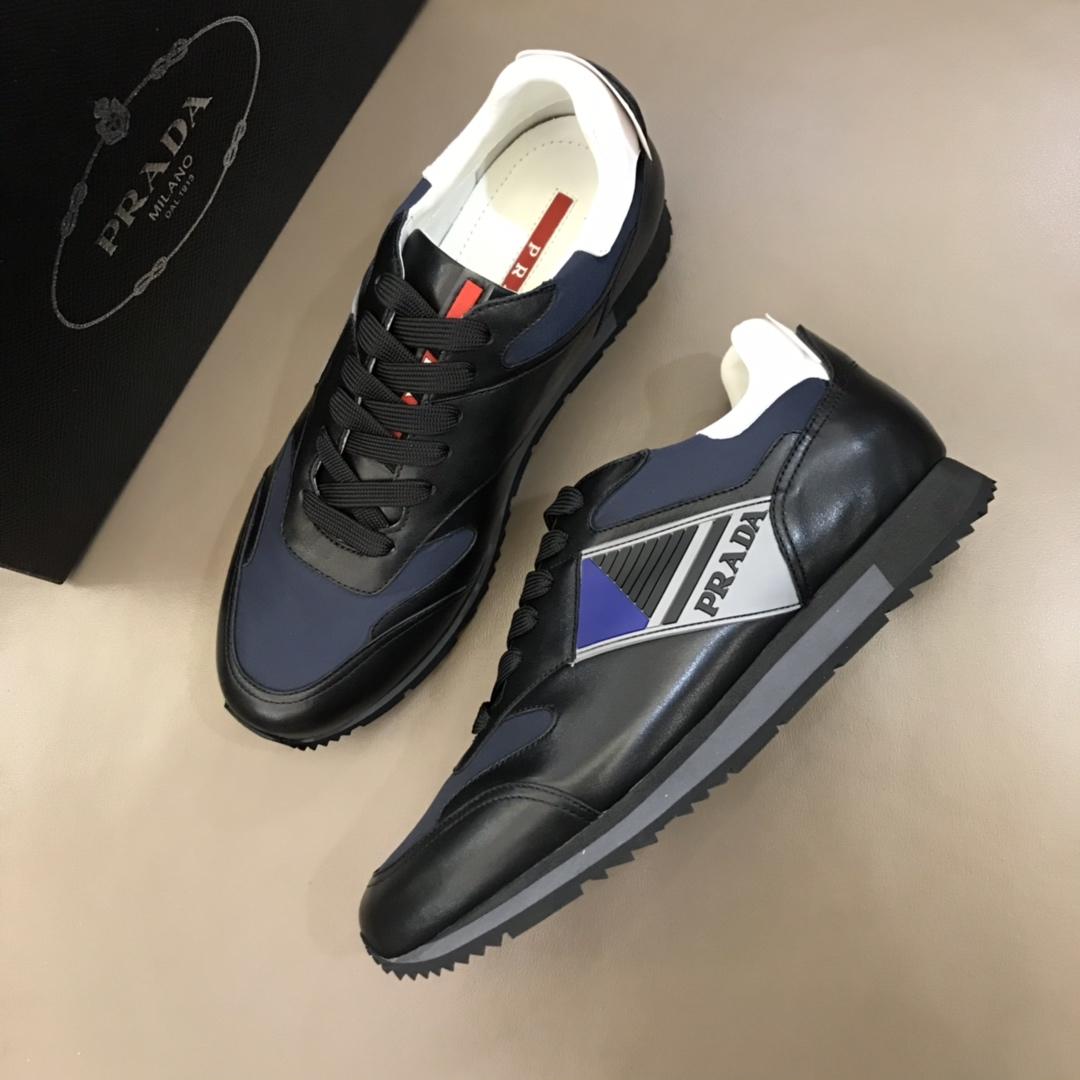 Prada Fashion Sneakers Black and Prada patches with black sole MS02961