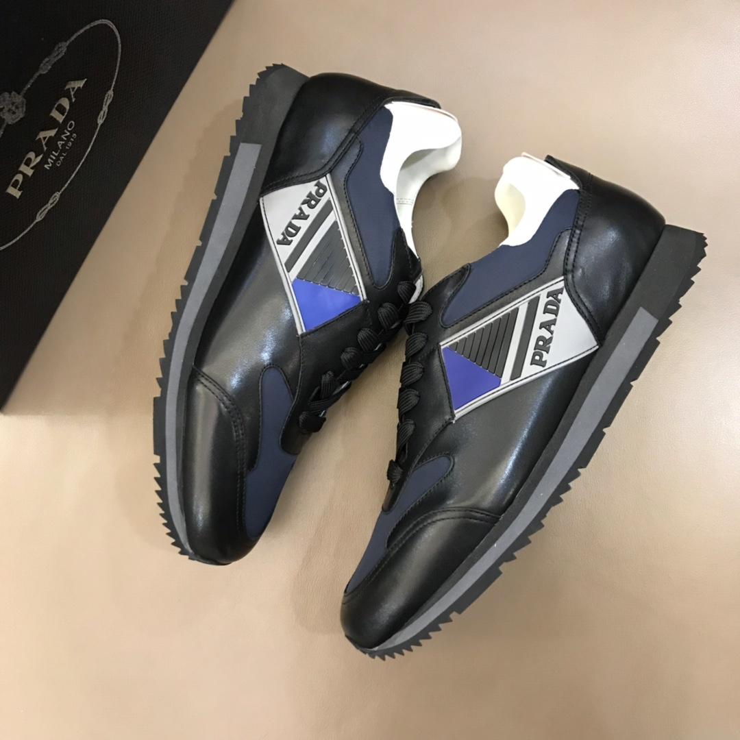 Prada Fashion Sneakers Black and Prada patches with black sole MS02961