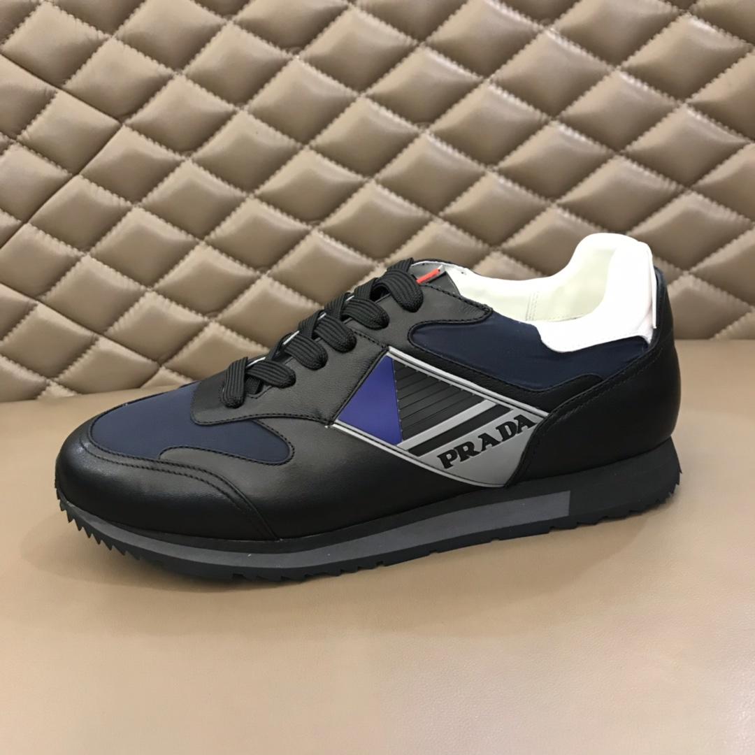 Prada Fashion Sneakers Black and Prada patches with black sole MS02961