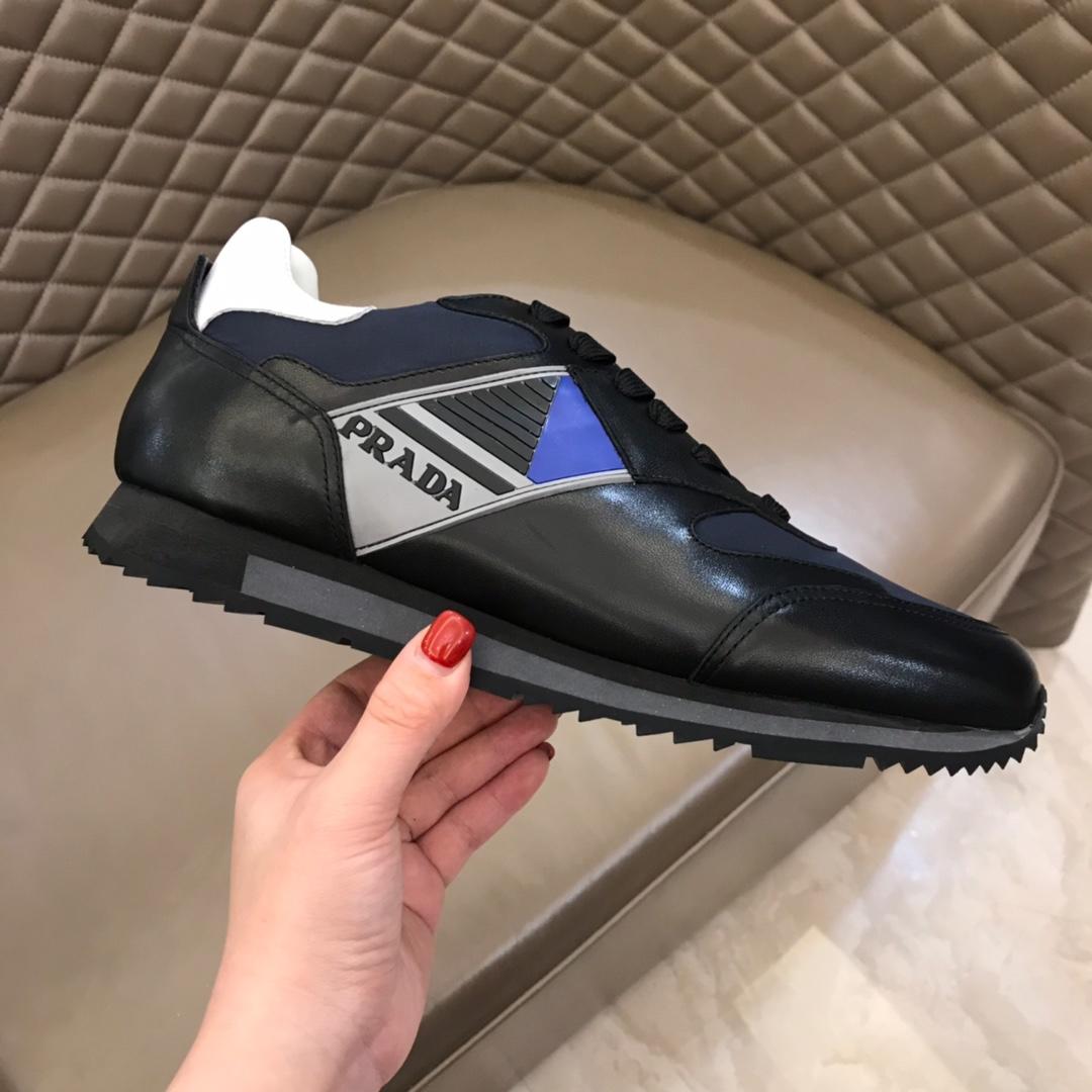 Prada Fashion Sneakers Black and Prada patches with black sole MS02961