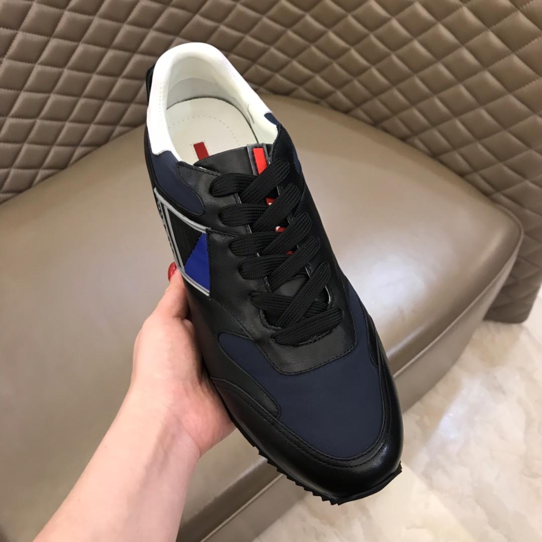 Prada Fashion Sneakers Black and Prada patches with black sole MS02961