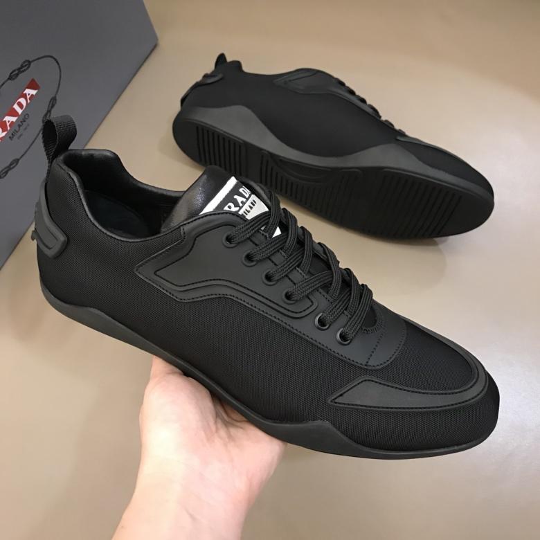 Prada Fashion Sneakers Black and Prada patch tongue with black sole MS02941