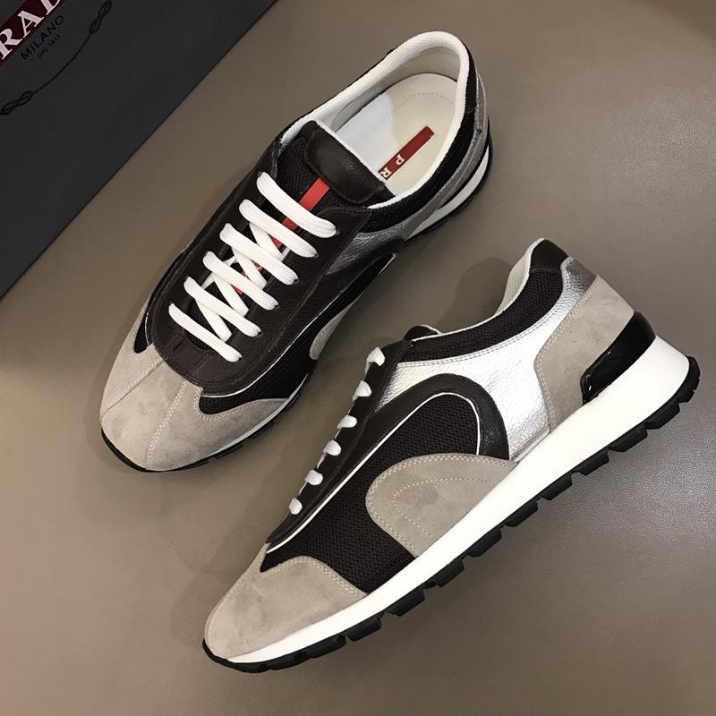 Prada Fashion Sneakers Black and grey suede with white soles MS02930