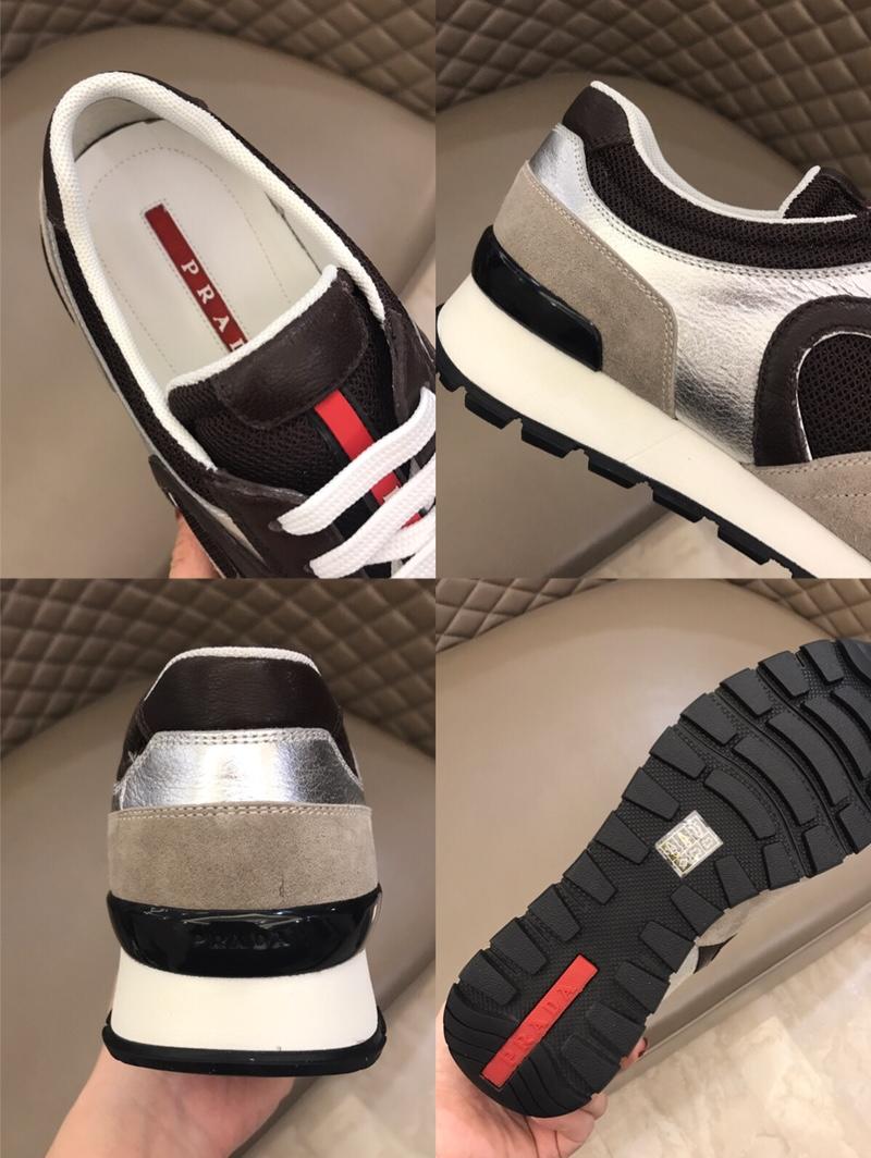 Prada Fashion Sneakers Black and grey suede with white soles MS02930