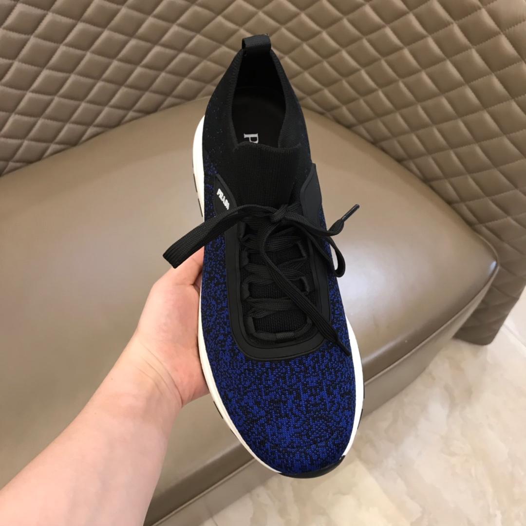 Prada Fashion Sneakers Black and blue print with white sole MS02926