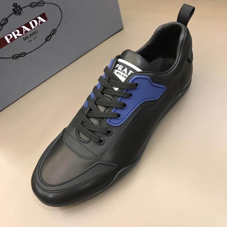 Prada Fashion Sneakers Black and blue details with black sole MS02943