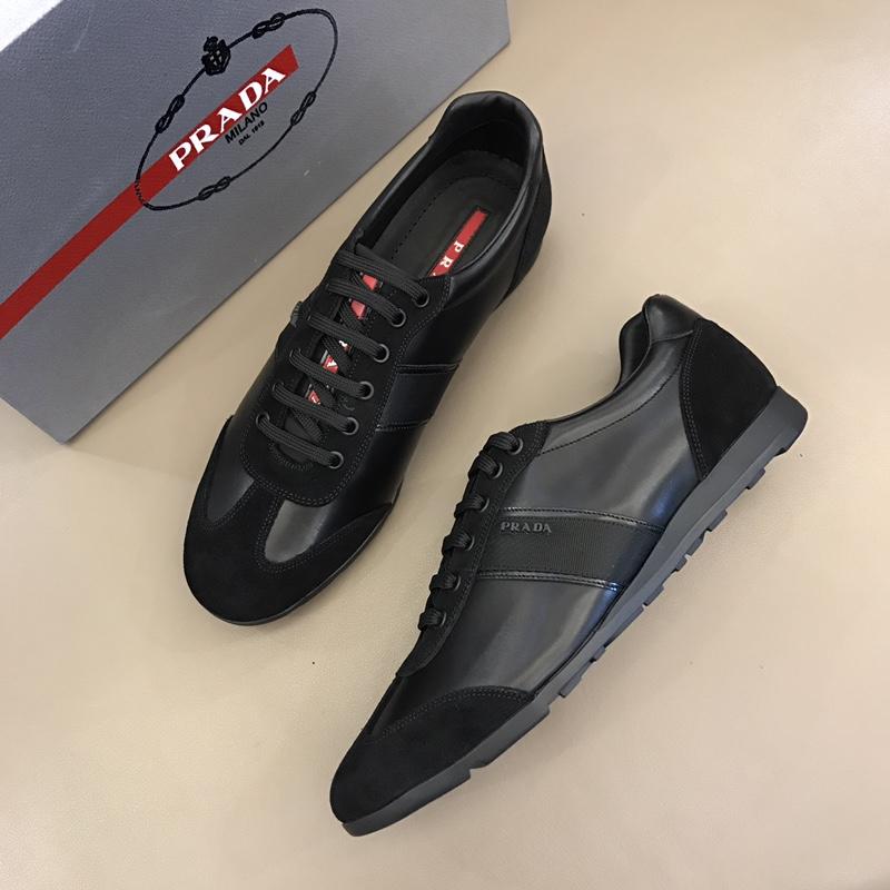 Prada Fashion Sneakers Black and black suede details with black sole MS02955