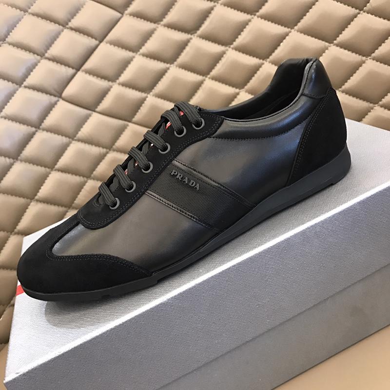 Prada Fashion Sneakers Black and black suede details with black sole MS02955