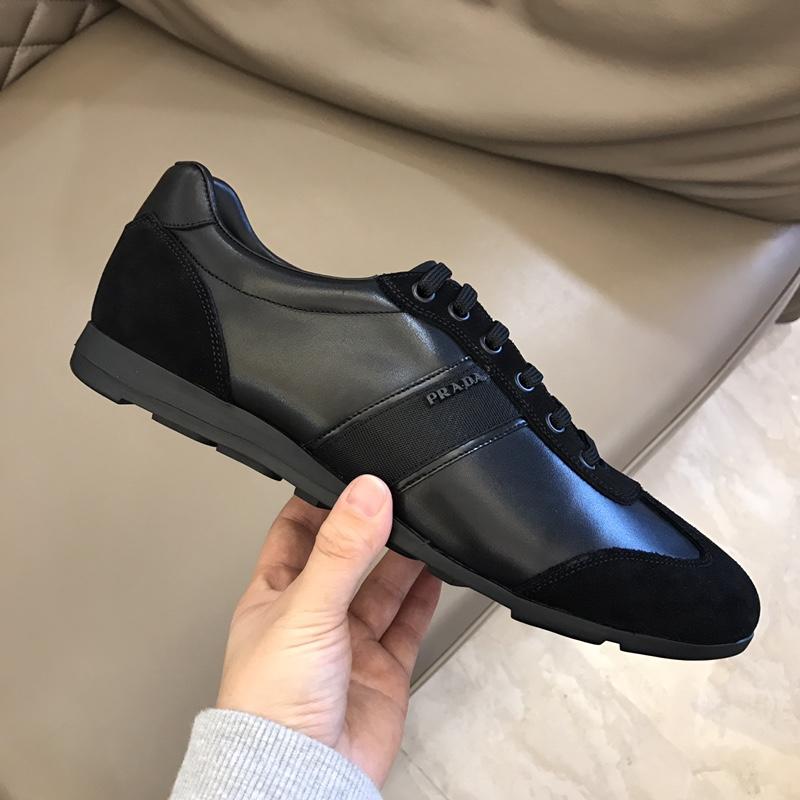 Prada Fashion Sneakers Black and black suede details with black sole MS02955