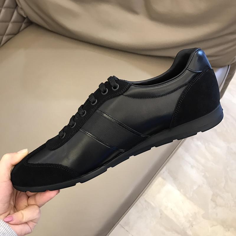 Prada Fashion Sneakers Black and black suede details with black sole MS02955
