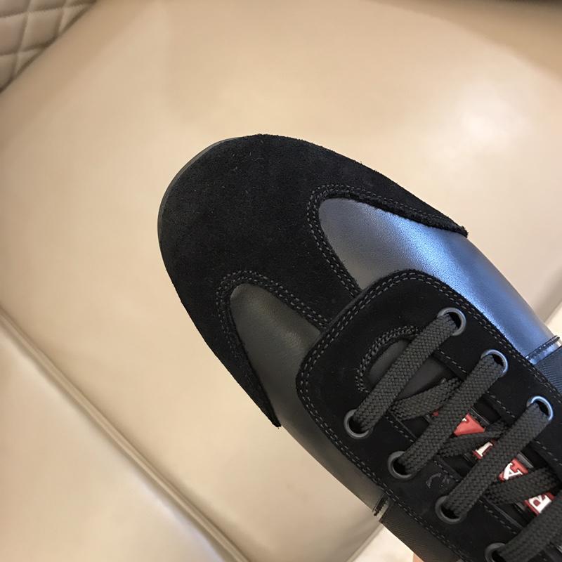 Prada Fashion Sneakers Black and black suede details with black sole MS02955