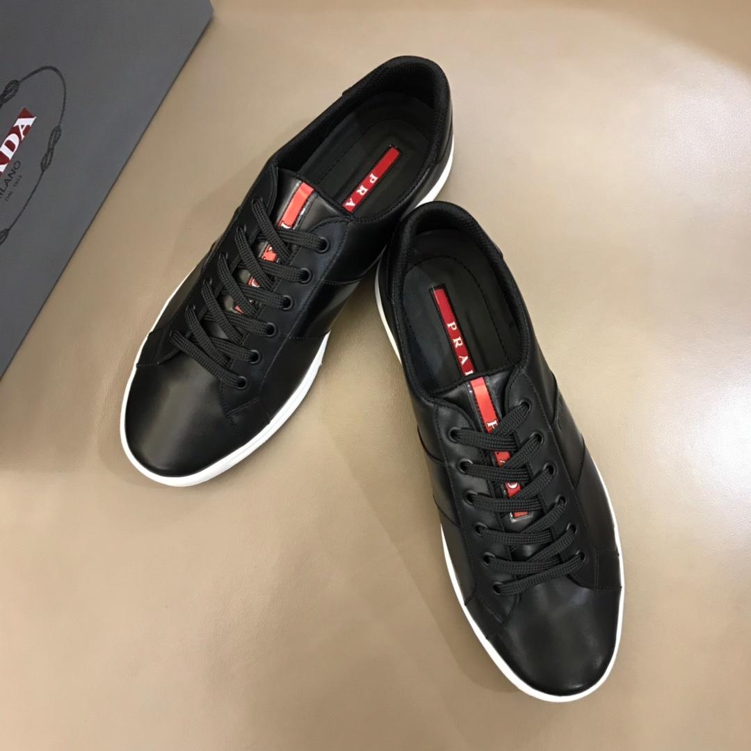 Prada Fashion Sneakers Black and Black leather details with white sole MS02959