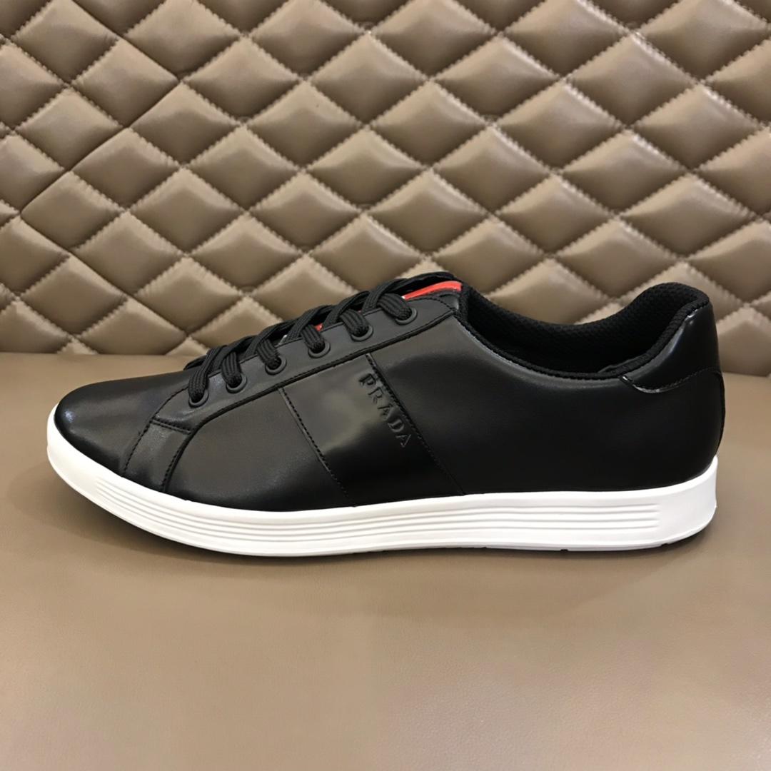 Prada Fashion Sneakers Black and Black leather details with white sole MS02959