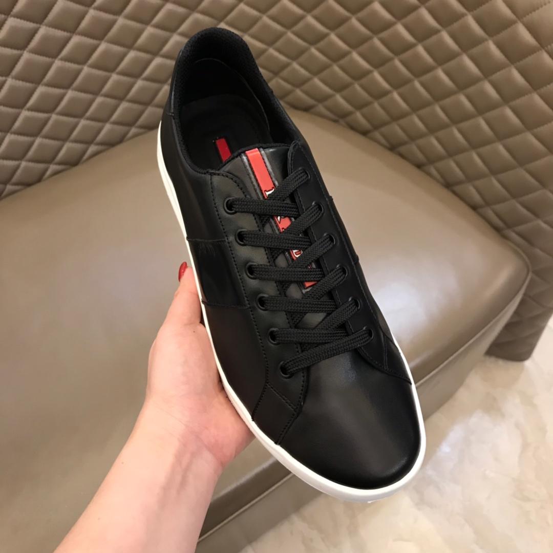 Prada Fashion Sneakers Black and Black leather details with white sole MS02959