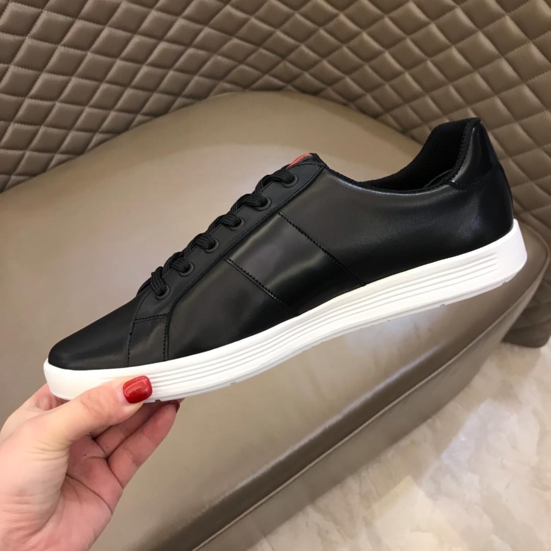 Prada Fashion Sneakers Black and Black leather details with white sole MS02959