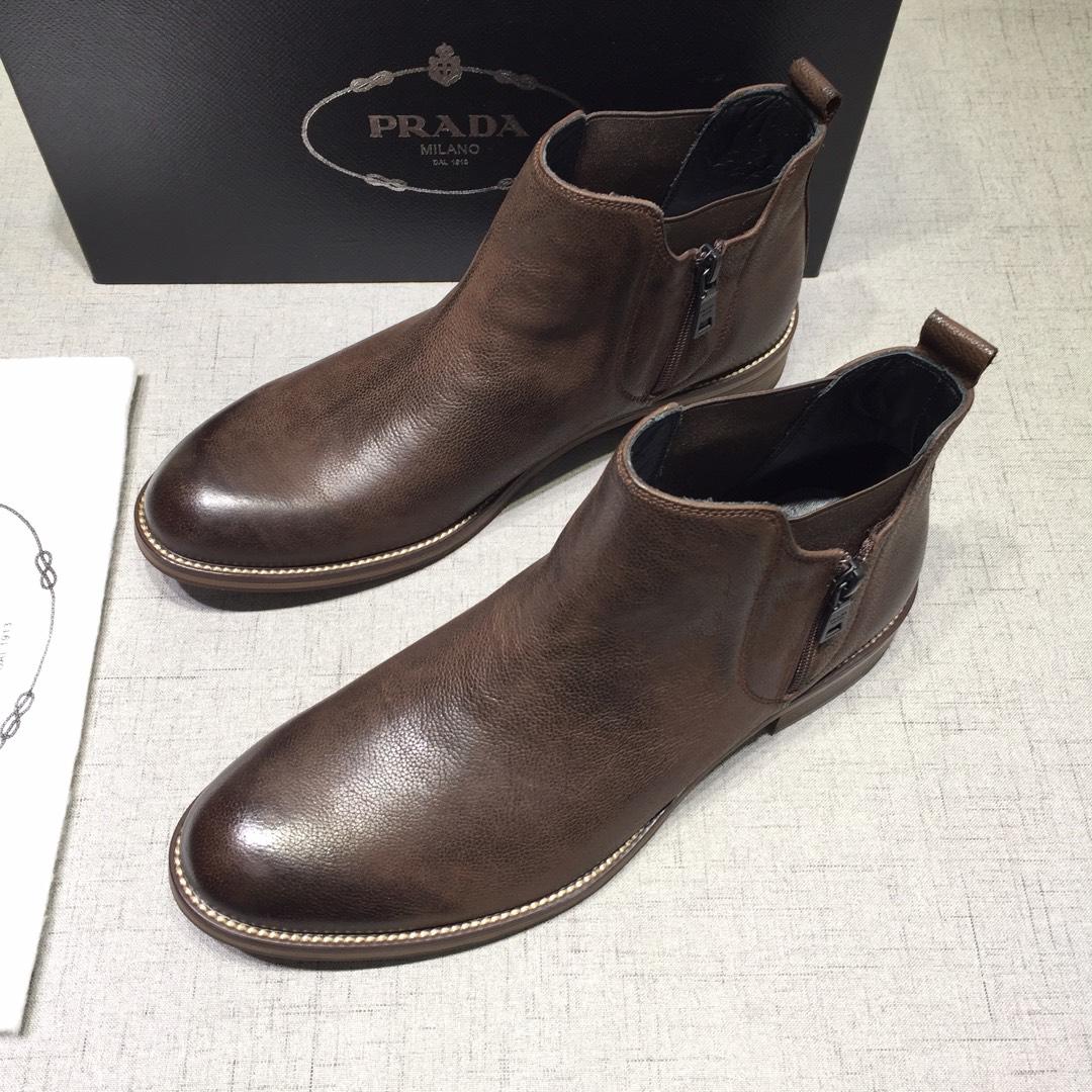 Prada Brown Chelsea Boots MS071185