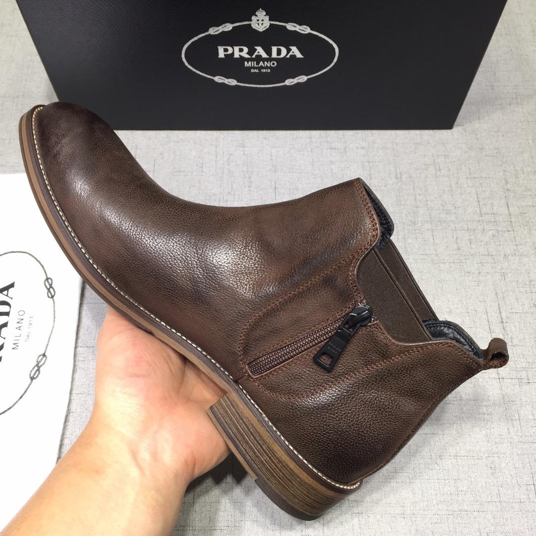 Prada Brown Chelsea Boots MS071185