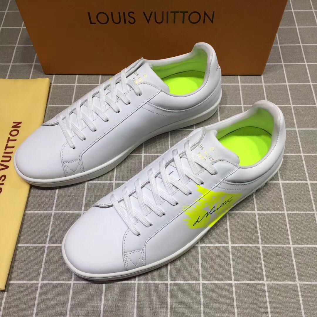 lv Perfect Quality Sneakers White and yellow LV chevron with white sole MS071051